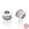 Rhodium Plated 925 Sterling Silver Micro Pave Cubic Zirconia Beads STER-T004-88G-1