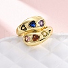 Brass Micro Pave Cubic Zirconia Adjustable Cuff Rings for Women RJEW-U053-01G-2