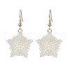 Snowflake Braided Glass Seed Bead Dangle Earrings EJEW-JE05868-1