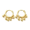 Brass Round Beads Dangle Hoop Earrings for Women EJEW-A079-07G-1
