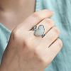 Retro Alloy & Resin Adjustable Open Cuff Rings for Women FS-WG9D7B1-01-4