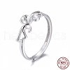 Anti-Tarnish Adjustable Rhodium Plated 925 Sterling Silver Finger Ring Components STER-F048-26P-4