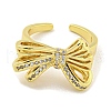 Bowknot Brass Micro Pave Clear Cubic Zirconia Cuff Rings RJEW-L113-003G-2