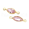 Brass Pave K9 Glass Connector Charms KK-Q059-01D-G-2