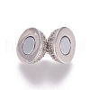 Brass Micro Pave Cubic Zirconia Magnetic Clasps with Loops ZIRC-G097-01P-2