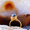 Iron Wire Wrapped Natural Imperial Jasper Round Beaded Cuff Rings WGDBE9A-10-1