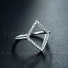Rhombus 925 Sterling Silver Micro Pave Clear Cubic Zirconia Finger Rings for Women FS-WGB12EE-03-2