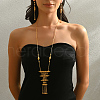 Geometric Cutout Fringe Brass Necklaces & Earrings Set for Women EH0238-3