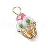 Glass Seed Beaded Cupcake Pendants PALLOY-MZ00581-05-3