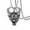 Stainless Steel Evil Skull Pendant Necklace SKUL-PW0001-134-4