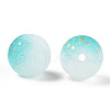 Frosted Baking Painted Crackle Glass Beads with Glitter Powder X1-DGLA-T004-01G-2