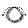 10mm Round Natural Blue Spot Jasper Braided Bead Bracelets BJEW-C067-01C-15-2