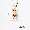 Fashionable Brass Pave Ruby Rhinestone Cable Chain Heart Bear Pendant Necklaces for Women XK4018-2-1
