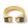 Arch Rack Plating Brass Micro Pave Cubic Zirconia Cuff Rings for Women RJEW-G323-09G-3