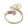 3Pcs Natural Amethyst & Green Aventurine & Rose Quartz Finger Rings RJEW-JR00838-6