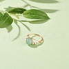 Natural Green Aventurine Wire Wrapped Finger Ring RJEW-TA00022-03-6