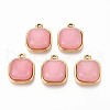 Natural Rose Quartz Square Pendants STAS-N109-211C-G-1