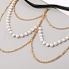 White Plastic Imitation Pearl Beaded Alloy Chain Tassel Leg Chain FS-WGC7B18-01-2