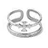 304 Stainless Steel Double Twist Crucifix Cuff Rings RJEW-M019-30P-2