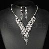Alloy Crystal Rhinestone & Plastic Pearl Tassel Pendant Necklaces & Stud Dangle Earrings Sets FS-WGB703E-01-3