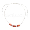 Adjustable Natural Carnelian Column & Synthetic Quartz Crystal Round Beaded Braided Necklaces NJEW-JN05321-4