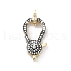 Flat Round Brass Micro Pave Clear Cubic Zirconia Lobster Claw Clasps KK-U062-26G-1