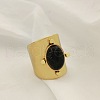 204 Stainless Steel with Synthetic Turquoise Cuff Rings FS-WG1A4E8-07-1