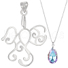BENECREAT 1Pc Rhodium Plated 925 Sterling Silver Pendant Blank Shape Cabochon Settings STER-BC0002-51-1