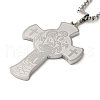 Non-Tarnish Saint Christopher Cross 304 Stainless Steel Box Chain Pendant Necklaces for Women and Men NJEW-F324-01P-1