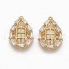 Brass Clear Cubic Zirconia Pendants ZIRC-Q021-025G-NF-1