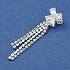 Bowknot Brass Rhinestone Tassel Big Pendants KK-I715-02S-03-2