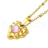 304 Stainless Steel Cubic Zirconia Pendant Necklaces NJEW-Q347-01A-1