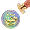 Brass Wax Seal Stamp with Handle AJEW-WH0184-0264-1