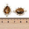 Natural Tiger Eye Faceted Connector Charms G-K347-07G-06-3