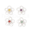 4Pcs 4 Styles Natural Amethyst & Quartz Crystal & Green Aventurine & Carnelian Round Copper Wire Wrapped Flower Pendants PALLOY-TA00259-1