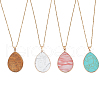 4Pcs 4 Style Natural & Synthetic Mixed Gemstone Teardrop Pendant Necklaces Set NJEW-AB00030-1
