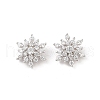 Rhodium Plated 925 Silver Pave Clear Cubic Zirconia Snowflake Charms STER-O006-04P-1