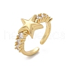 Brass Micro Pave Clear Cubic Zirconia Cuff Finger Rings RJEW-C120-11G-4