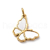 304 Stainless Steel Pave Natural White Shell Pendants STAS-I331-03G-1