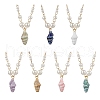 Summer Beach Handmade Porcelain Shell Shaped Pendant Brass & ABS Plastic Imitation Pearl Link Chain Necklaces NJEW-JN05272-2