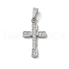 Ion Plating(IP) 304 Stainless Steel Micro Pave Cubic Zirconia Pendants STAS-Z107-08P-18-1