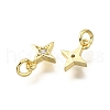Brass Micro Pave Clear Cubic Zirconia Charms KK-V011-42G-2