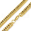 Vacuum Plating 201 Stainless Steel Cuban Link Chain Necklace with 304 Stainless Steel Clasps for Men Women NJEW-M194-01E-G-3