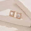 Brass Micro Pave Clear Cubic Zirconia Square Stud Earrings AV3279-2