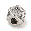 Brass Micro Pave Black/Clear Cubic Zirconia Beads KK-G493-38P-01-2