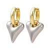Two Tone Heart Brass Hoop Earrings EJEW-D322-12GP-01A-4