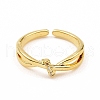 Clear Cubic Zirconia Criss Cross Open Cuff Ring RJEW-B028-25G-2