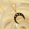 Stylish Stainless Steel Black Enemel Double Horn Pendant Necklaces for Women's Daily Wear VF2621-2-2