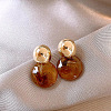 Flat Round Alloy Resin Stud Earrings FS-WG640A0-01-1