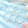 5Pcs 5 Styles Natural Freshwater Shell with Metal Star Slice Charm Bracelets BJEW-JB11688-1